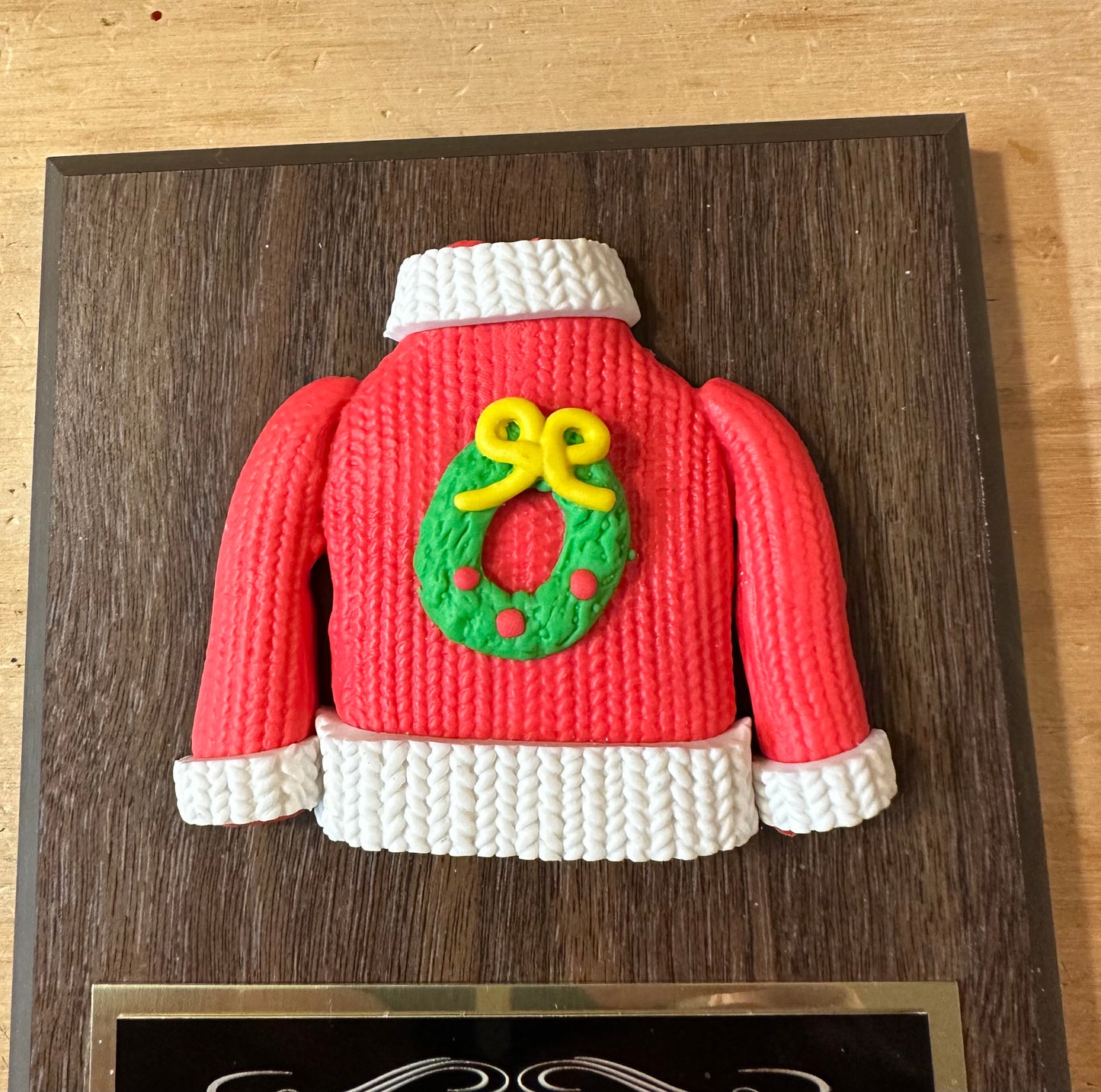 Ugliest Ugly Sweater Christmas Trophy Plaque Best Decorated Door Office House Gingerbread Bake Off Contest Winner Holiday Christmas Decor