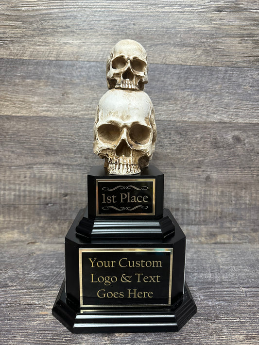 CUSTOM LISTING FOR Angelique Halloween Trophy Double Skull Perpetual Trophy Contest Loser Dia De Los Muertos Halloween Decor Skull