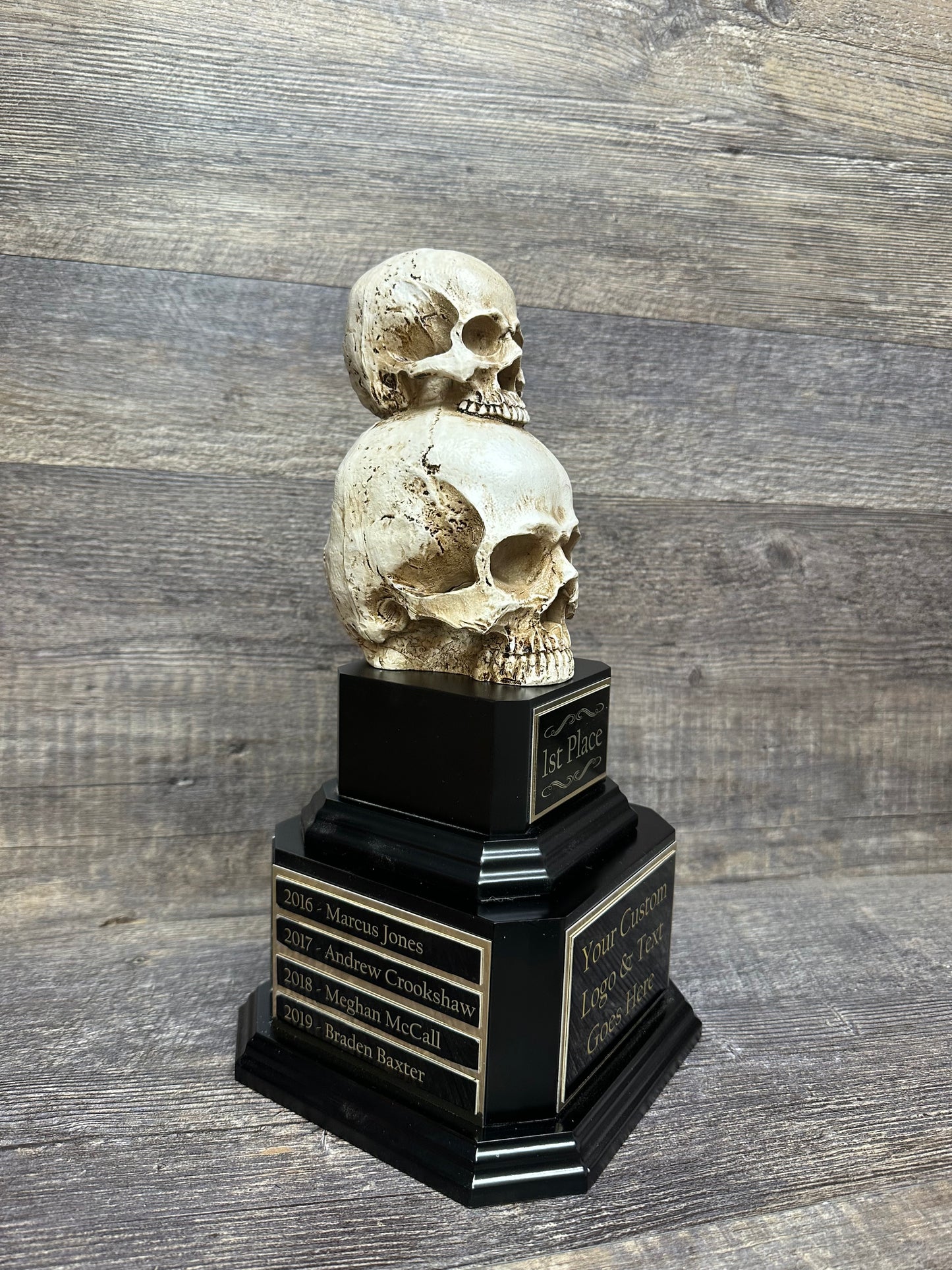 CUSTOM LISTING FOR Angelique Halloween Trophy Double Skull Perpetual Trophy Contest Loser Dia De Los Muertos Halloween Decor Skull