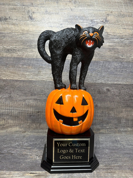 Perpetual Halloween Trophy Best Costume Black Cat On Pumpkin Trophy Scariest Costume Contest Dia De Los Muertos Halloween Decor Skull