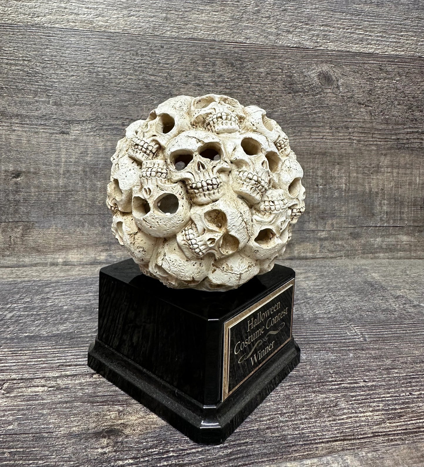 Halloween Trophy Skeleton Skull Ball READY TO SHIP Scariest Costume Pumpkin Carving Contest Jack O Lantern Best Costume Contest Prize