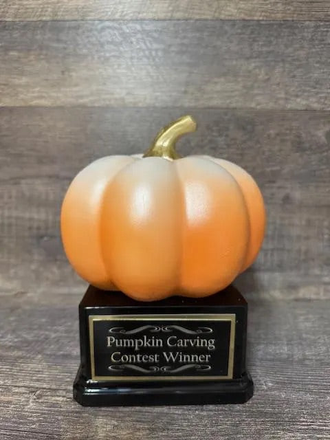 Halloween Trophy Pumpkin Orange w/ White Top Pumpkin Carving Contest Best Costume Scariest Costume Halloween Decor Trunk or Treat