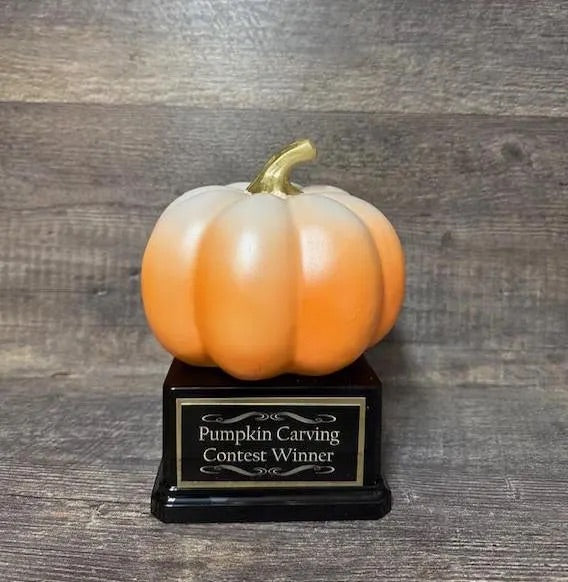 Halloween Trophy Pumpkin Orange w/ White Top Pumpkin Carving Contest Best Costume Scariest Costume Halloween Decor Trunk or Treat