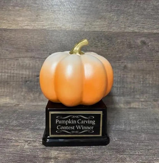 Halloween Trophy Pumpkin Orange w/ White Top Pumpkin Carving Contest Best Costume Scariest Costume Halloween Decor Trunk or Treat