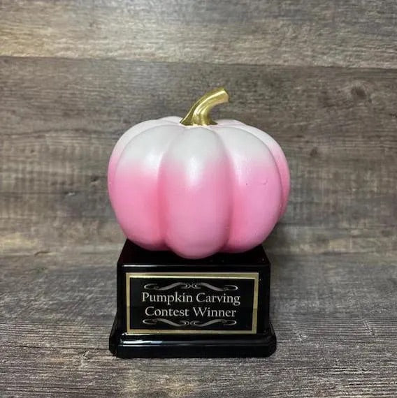 Halloween Trophy Pumpkin Pink w/ White Top Pumpkin Carving Contest Best Costume Scariest Costume Halloween Decor Trunk or Treat