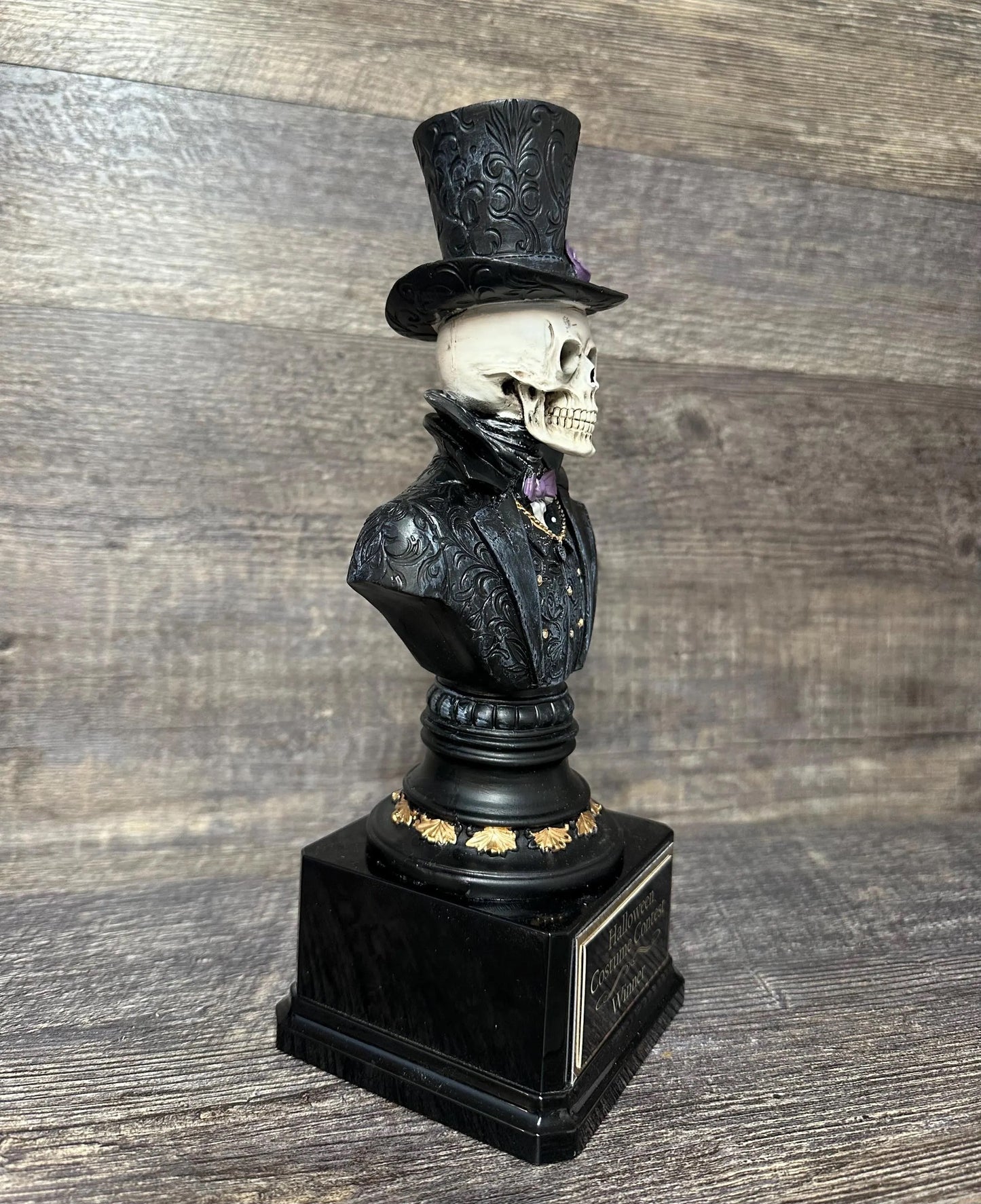 Halloween Trophy Costume Contest Winner Skeleton Bust w/ Top Hat Dia De Los Muertos Couples Trophies Halloween Decor Skull Skeleton Top Hat