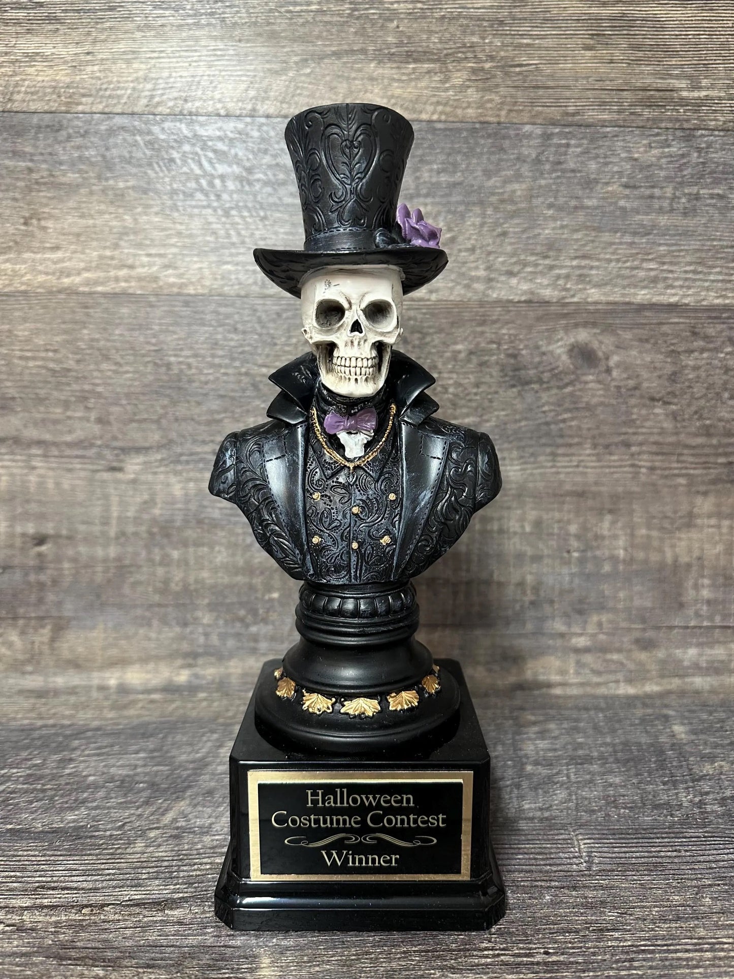 Halloween Trophy Costume Contest Winner Skeleton Bust w/ Top Hat Dia De Los Muertos Couples Trophies Halloween Decor Skull Skeleton Top Hat