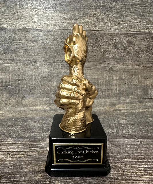 Funny Trophy CHOKING The CHICKEN Award FFL Loser Biggest Wanker Award Last Place Most Strokes Trophy Adult Humor Gag Gift
