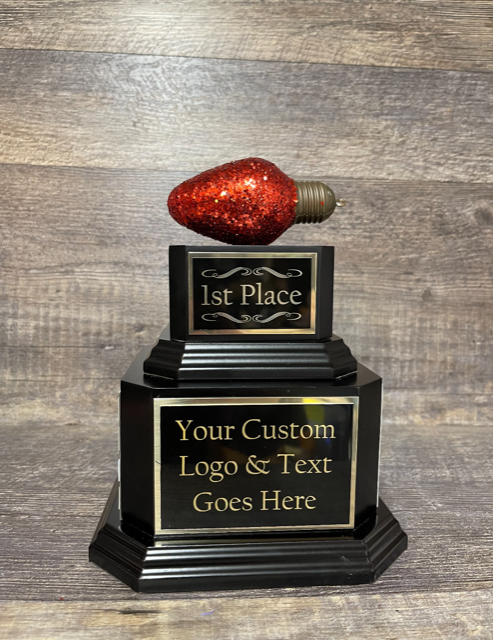 Best Decorated House Christmas Lights Trophy Neighborhood Christmas Light Bulb Ornament Perpetual Ugly Sweater Christmas Holiday Party