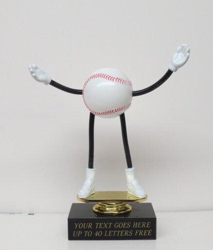 Baseball Trophy League T Ball Trophy Fantasy Baseball Sports Award Economy Participation Trophy Bendy Baseball Man on Black Base