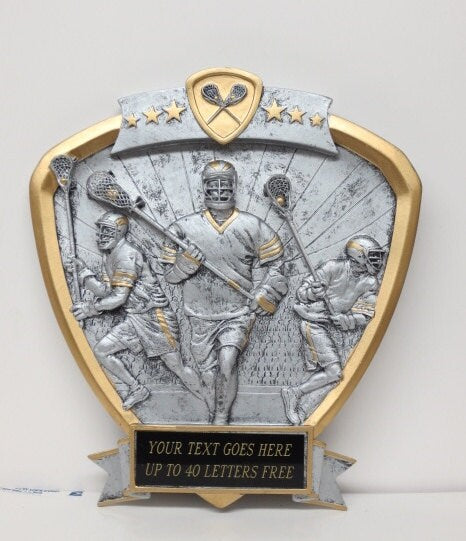 Lacrosse Trophy Sports Award Plaque 8 x 8.5 Lax Sports Award Winner Custom Engraved Team Participation Award Personalized Free Engraving