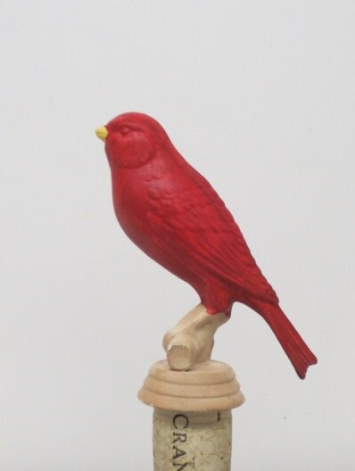 Wine Stopper Red Cardinal / Canary Bird Novelty Gag Gift Wine Cork Bottle Stopper Wine Lover Holiday Christmas Gift Recycled Trophy Top