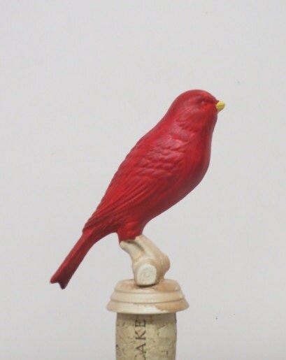 Wine Stopper Red Cardinal / Canary Bird Novelty Gag Gift Wine Cork Bottle Stopper Wine Lover Holiday Christmas Gift Recycled Trophy Top