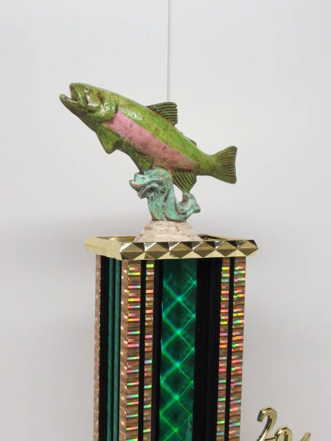 Fishing Trophy Derby Tournament Trophy Award Hand Painted Fish Salmon Trout Personalized Trophy Biggest Fish Competition Winner