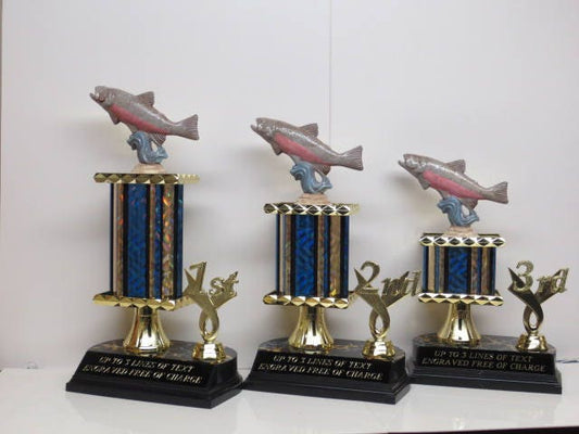 Fishing Derby Trophy Trophies Award Hand Painted Fish Salmon Trout Personalized Custom Trophy Trophies Biggest Fish Competition FREE ENGRAVE