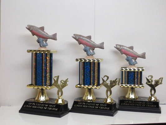 Fishing Trophy Tournament Derby Trophies Award Hand Painted Fish Salmon Trout Personalized Trophy Biggest Fish Competition FREE ENGRAVE