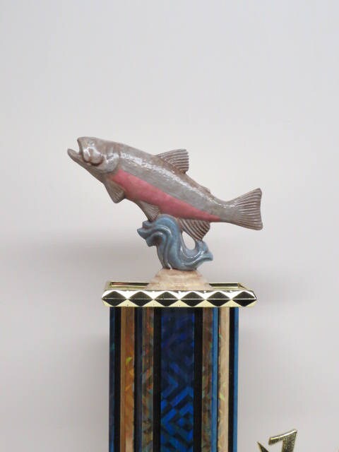 Fishing Trophy Tournament Derby Trophies Award Hand Painted Fish Salmon Trout Personalized Trophy Biggest Fish Competition FREE ENGRAVE