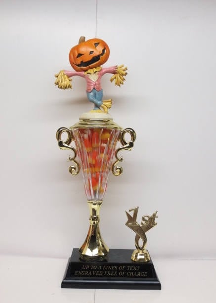 Halloween Trophy Costume Contest Winner 16" Tall Hand Painted Pumpkin Scarecrow Halloween Decor Pumpkin Carving Contest Halloween Trophies