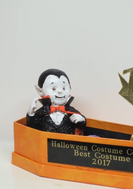Halloween Trophy Costume Contest Winner Scariest Costume Pumpkin Carving Contest Best Costume 1st Place Dracula in a Coffin Halloween Decor