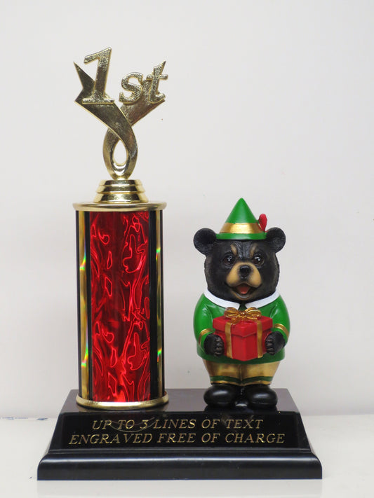 Ugly Sweater Christmas Trophy Cookie Bake Off Winner White Elephant Contest Elf Teddy Bear Christmas Decor Holiday Party Decor Award