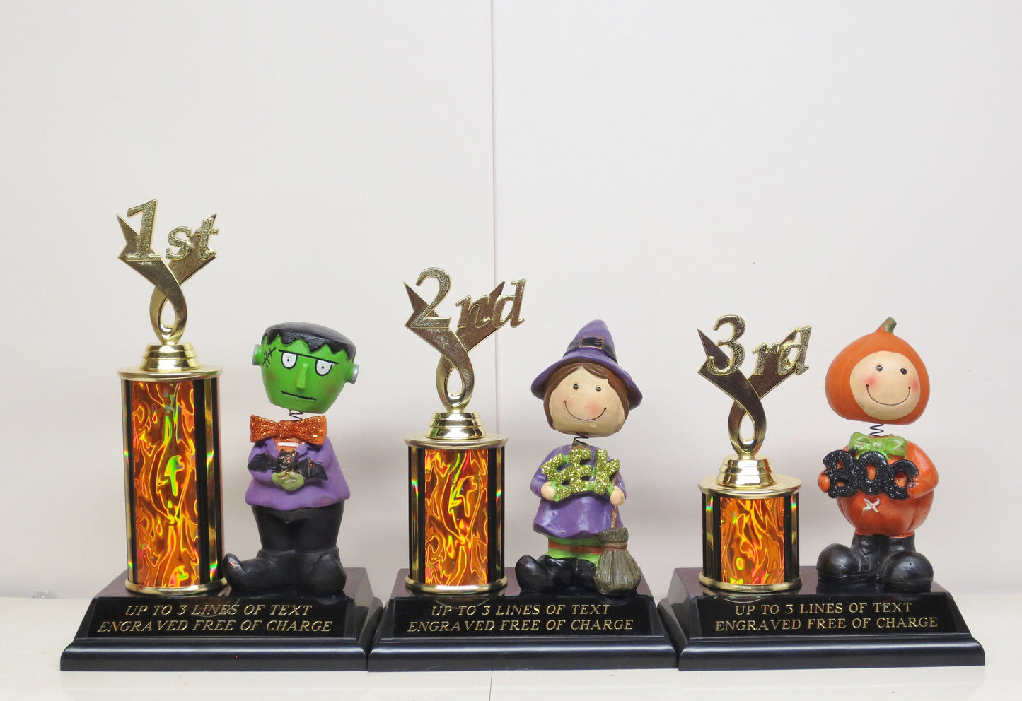 Halloween Trophy Trophies Halloween Decor Bobble Head Witch Pumpkin Frankenstein Costume Contest Winner Best Costume Scariest Costume