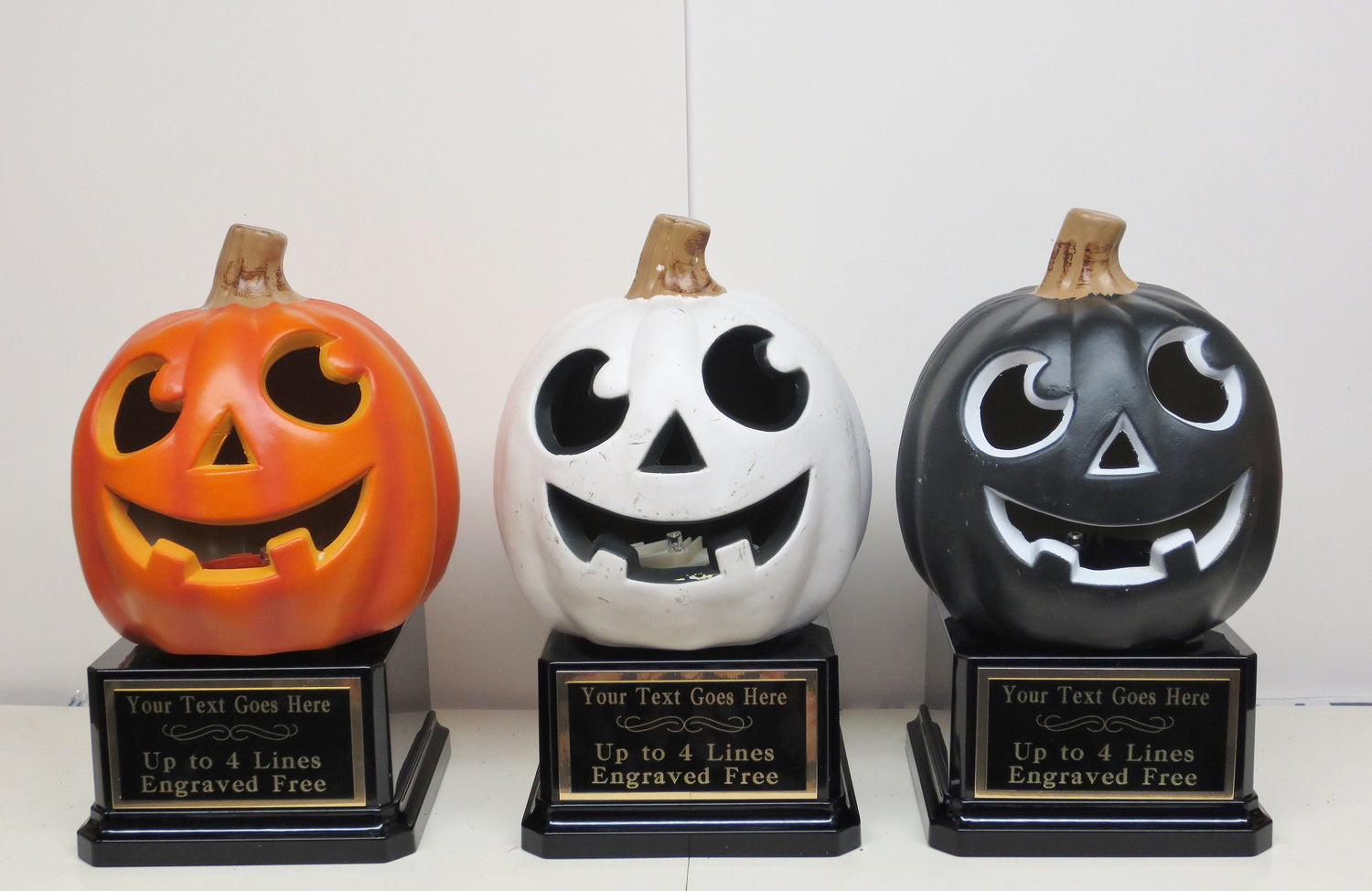 Halloween Trophy Halloween Trophies THREE Trophy Pumpkin Carving Contest Trophy or Best Costume Contest Jack O Lantern Halloween Decor