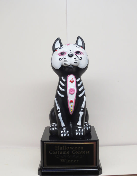 Halloween Trophy Scariest Costume Contest Pumpkin Carving Contest Black Sugar Skull Cat Day of the Dead Dia De Los Muertos Halloween Decor