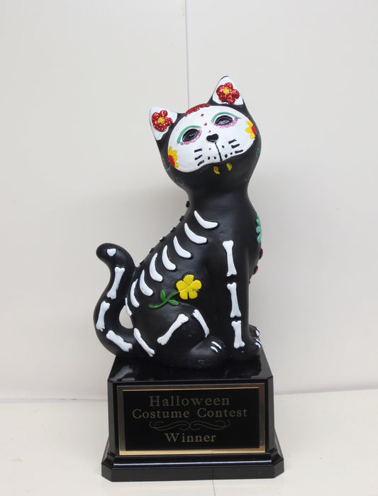 Halloween Trophy Trophies Day of the Dead Sugar Skull Cat Dia De Los Muertos Costume Contest Pumpkin Carving Contest Trophy Halloween Decor