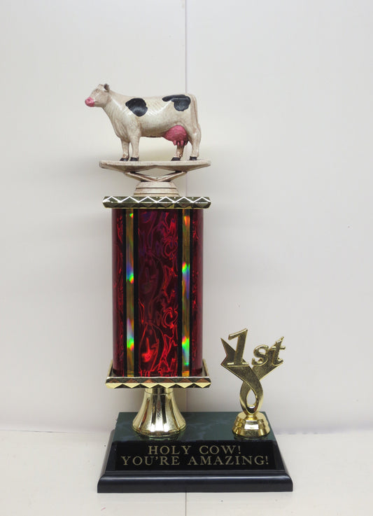 Funny Trophy Holy Cow You're Amazing Trophy Best BBQ Cook Off Brisket Hamburger Beef Rib Trophy Hand Painted Cow Award Champion 4th of July