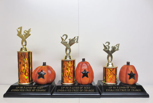 Halloween Trophy Trophies Pumpkin Carving Contest Best Costume Contest Jack O Lantern Trunk or Treat Halloween Decor Scariest Black Star