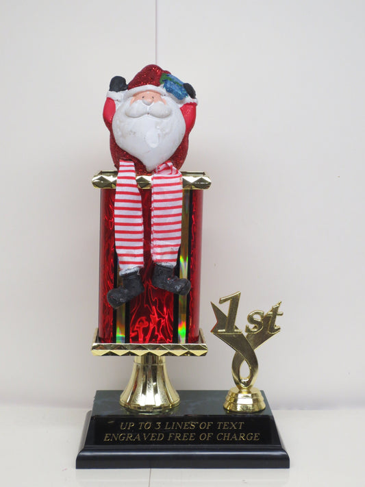 Ugliest Ugly Sweater Contest Trophy Christmas Party Santa w Dangle Leg Holiday Decor Christmas Decor Kids Gingerbread Cookie Bake Off Winner