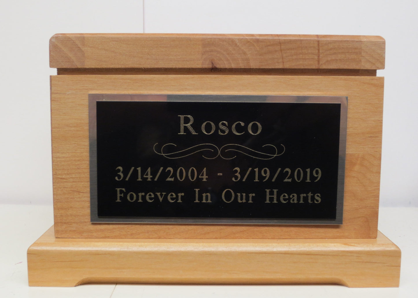 Dog Urn Pet Urn Pet Memorial Keepsake Box Medium Cremation Urn Custom Photo Tile & Personalized Tag Red Alder Medium to Large Dog UpTo 60lb