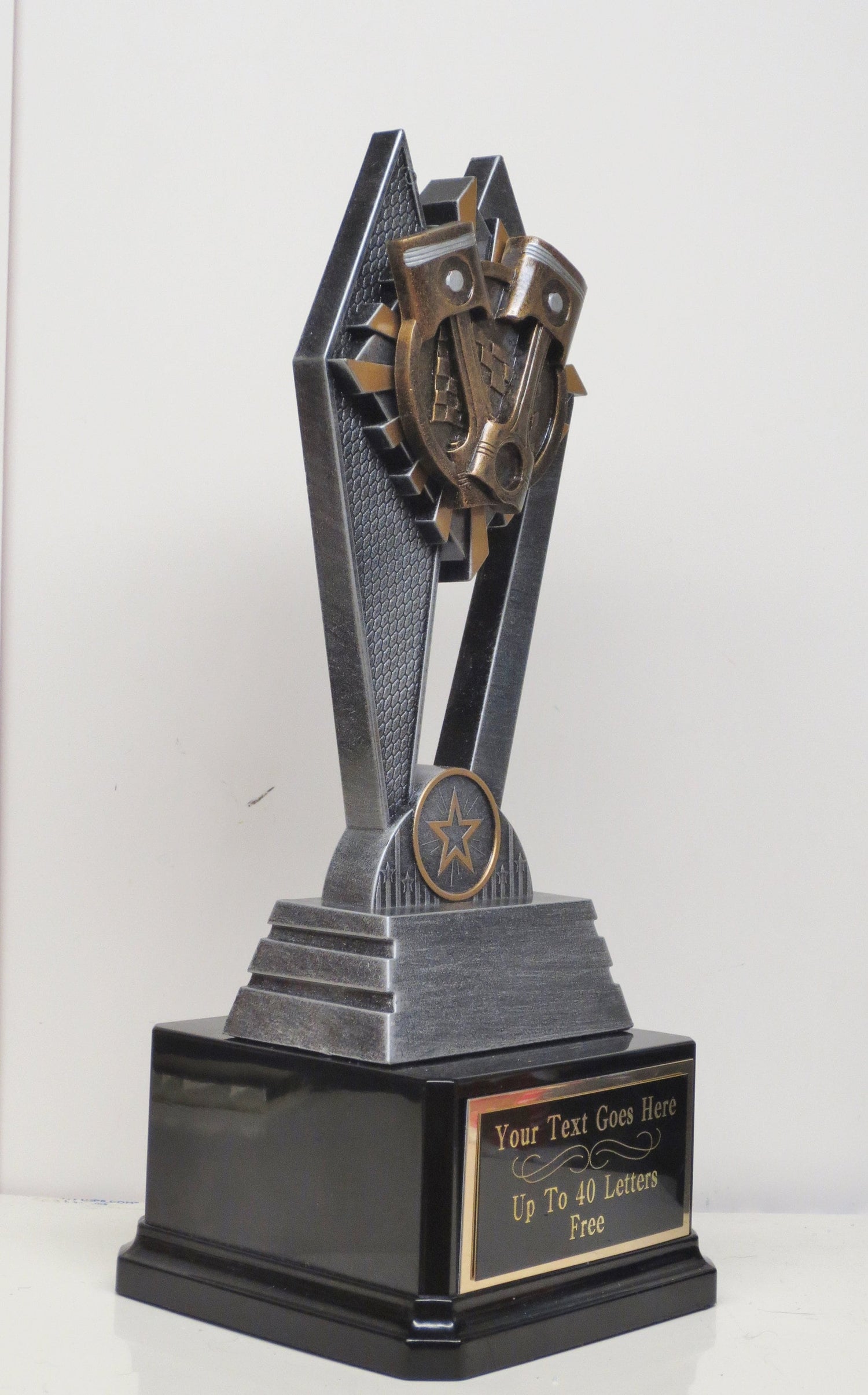 Car Show Trophy 9.5" Rods & Pistons Racing Trophy Hot Rod Trophy Silver Piston Award Winner Best In Show Classic Car Mechanic's Trophy