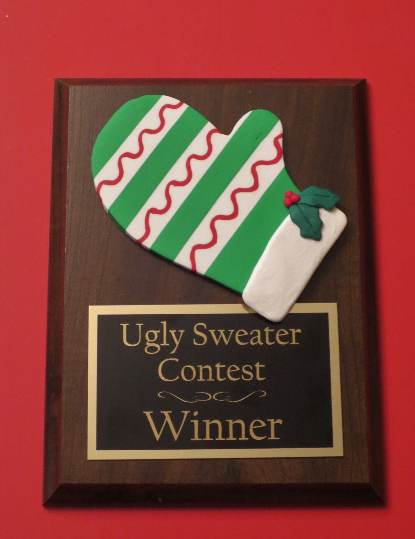 ugliest Ugly Sweater Christmas Trophy Plaque Best Decorated Door Office House Gingerbread Cookie Bake Off Winner Holiday Christmas Decor