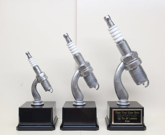 Car Show Trophies Racing Trophy Set of 3 Spark Plug Trophy Mechanic Trophy Silver Spark Plug Award Winner Best In Show Best Custom Engraved