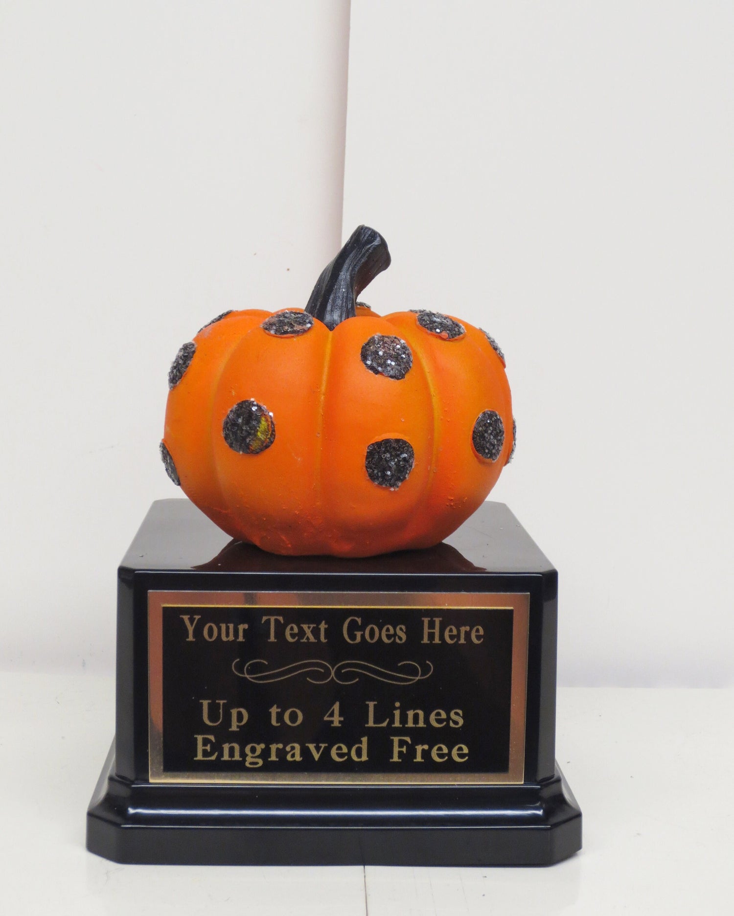 Halloween Trophy Pumpkin Carving Contest Winner Costume Contest Simple Black Polka Dot Glitter Jack O Lantern Trophy Trunk or Treat