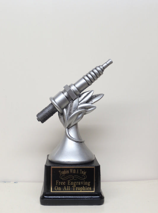 Car Show Trophy Racing Trophy 8" Spark Plug Hot Rod Trophy Silver Spark Plug Award Winner Best In Show Best Antique Car Mechanic Award