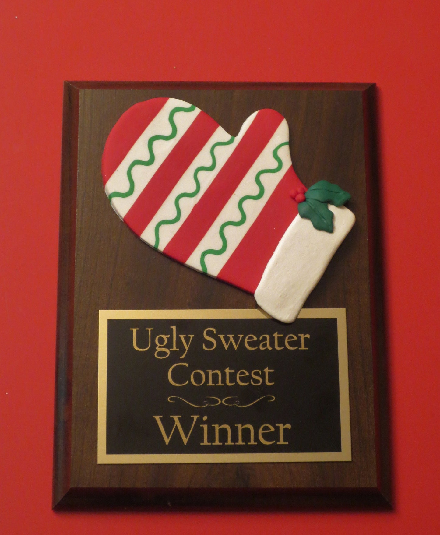 Ugly Ugliest Sweater Christmas Trophy Plaque Best Decorated Door Office House Gingerbread Cookie Bake Off Contest Holiday Christmas Decor