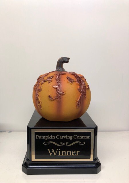 Halloween Trophy Trophies Set of Three Elegant Glitter Costume Contest Winner Pumpkin Carving Contest Halloween Decor Trunk or Treat