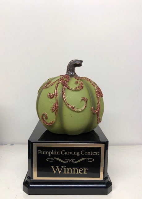 Halloween Trophy Trophies Set of Three Elegant Glitter Costume Contest Winner Pumpkin Carving Contest Halloween Decor Trunk or Treat