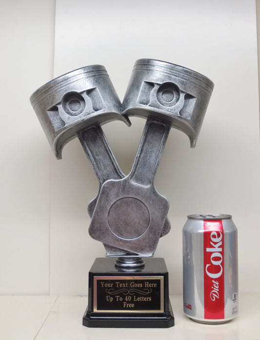 Car Show Trophy 12" Rods & Pistons Car Show or Racing Trophy Plastic Silver Piston Award Winner Best In Show Award Participant