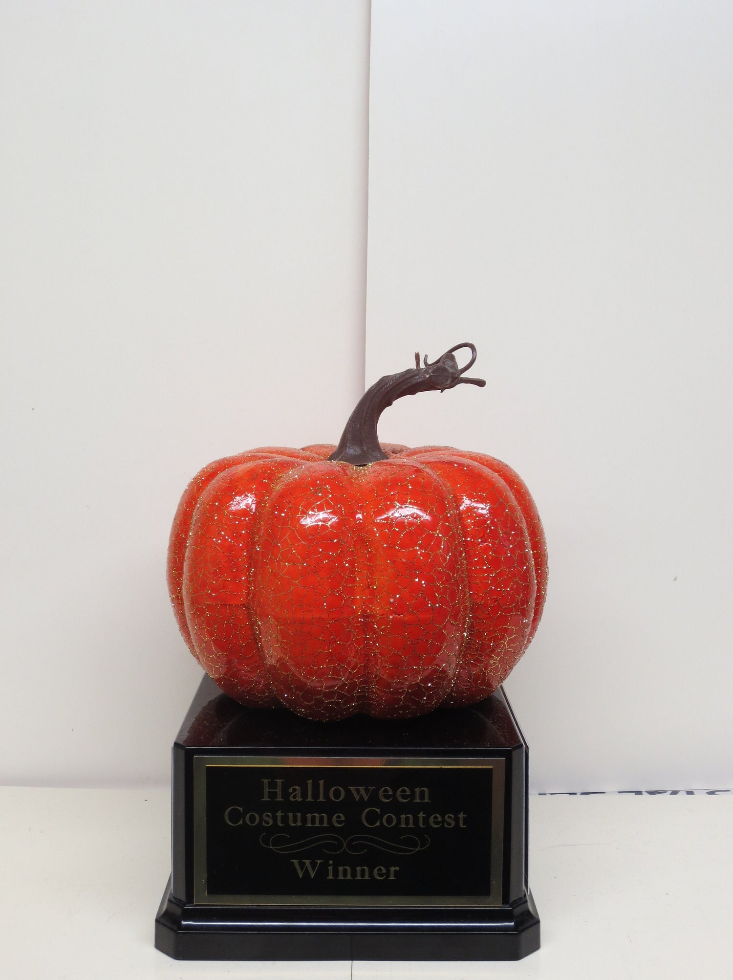 Halloween Trophy Pumpkin Carving Contest Best Costume Gold Crackle Accents Jack O Lantern Trophy Trunk or Treat Halloween Decor Scariest