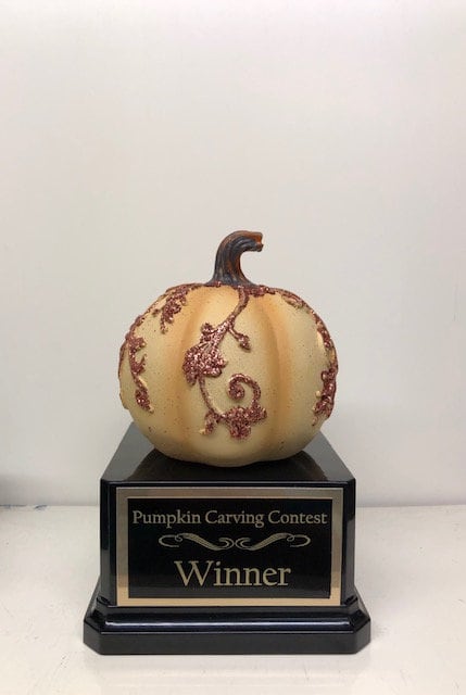 Halloween Trophy Trophies Set of Three Elegant Glitter Costume Contest Winner Pumpkin Carving Contest Halloween Decor Trunk or Treat