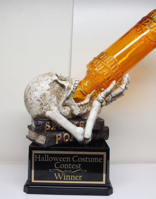 Halloween Trophy Skeleton Scariest Costume Contest Best Costume WINE HOLDER Dia De Los Muertos Pumpkin Carving Dead Pool Halloween Decor