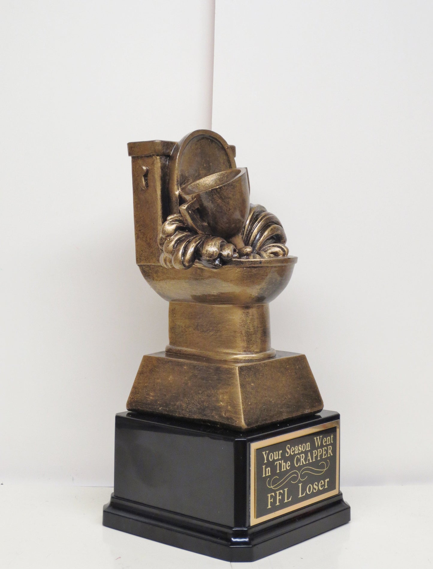 Fantasy Football Trophy League LOSER Trophy FFL Last Place Crappy Season Award Toilet Champion Crapper You Suck Funny Trophy Sacko Award