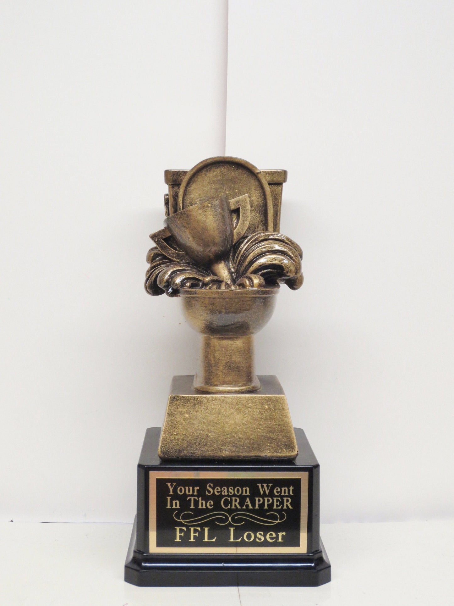 Fantasy Football Trophy League LOSER Trophy FFL Last Place Crappy Season Award Toilet Champion Crapper You Suck Funny Trophy Sacko Award