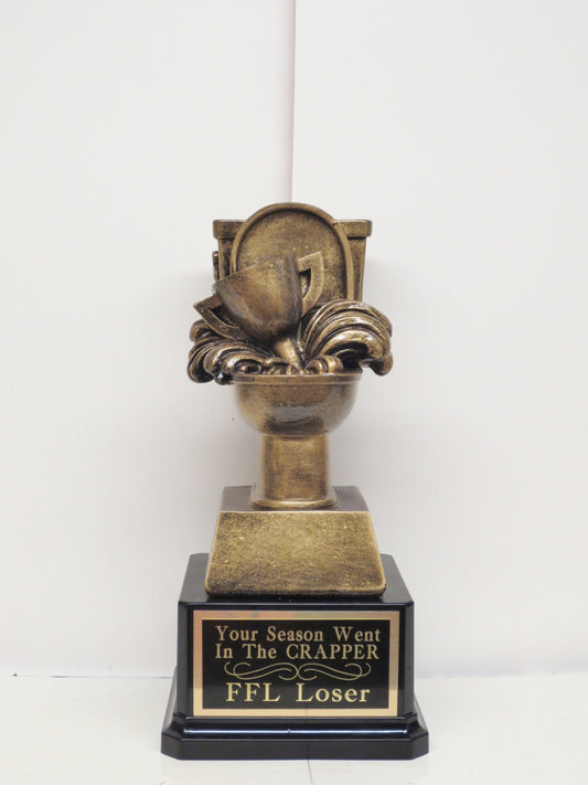 Fantasy Football Trophy League LOSER Trophy FFL Last Place Crappy Season Award Toilet Champion Crapper You Suck Funny Trophy Sacko Award