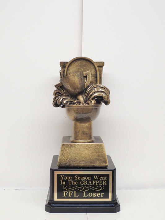 Fantasy Basketball Madness LOSER Trophy Last Place Crappy Season Award Toilet Champion Crapper Pooper You Suck Funny Trophy