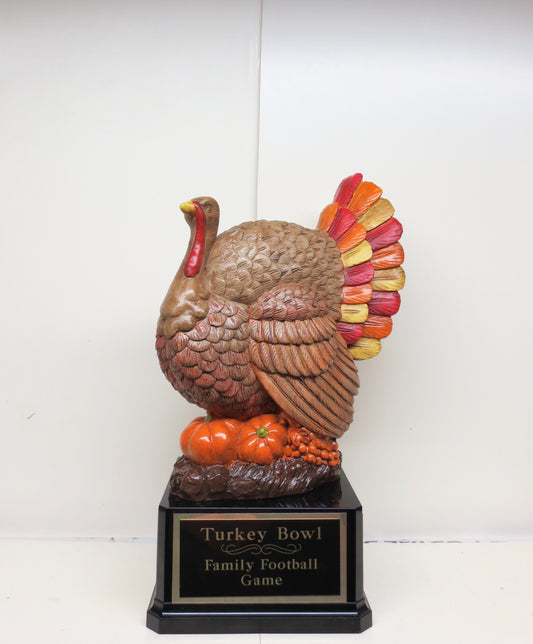 Turkey Bowl Thanksgiving Family Football Trophy FFL Fantasy Football League Trophy 14" Champion Hand Painted Turkey Champ Award Winner