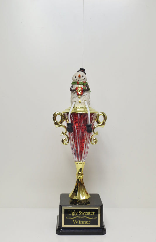 Ugliest Ugly Sweater Contest Trophy Christmas Snowman w Dangle Leg Holiday Decor Christmas Decor Kids Gingerbread Cookie Bake Off Winner